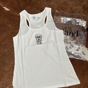 HAH x YesAnd “We Are” Free People White Tank Top Pink Embroidery – Size S, M NWT